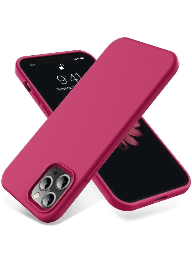 Compatible with iPhone 15 Pro Max 6.7 Inch Slim Liquid Silicone 4 Layers Soft Gel Rubber Shockproof Protective Phone Case with Anti Scratch Microfiber Lining (rose red) - Image 1